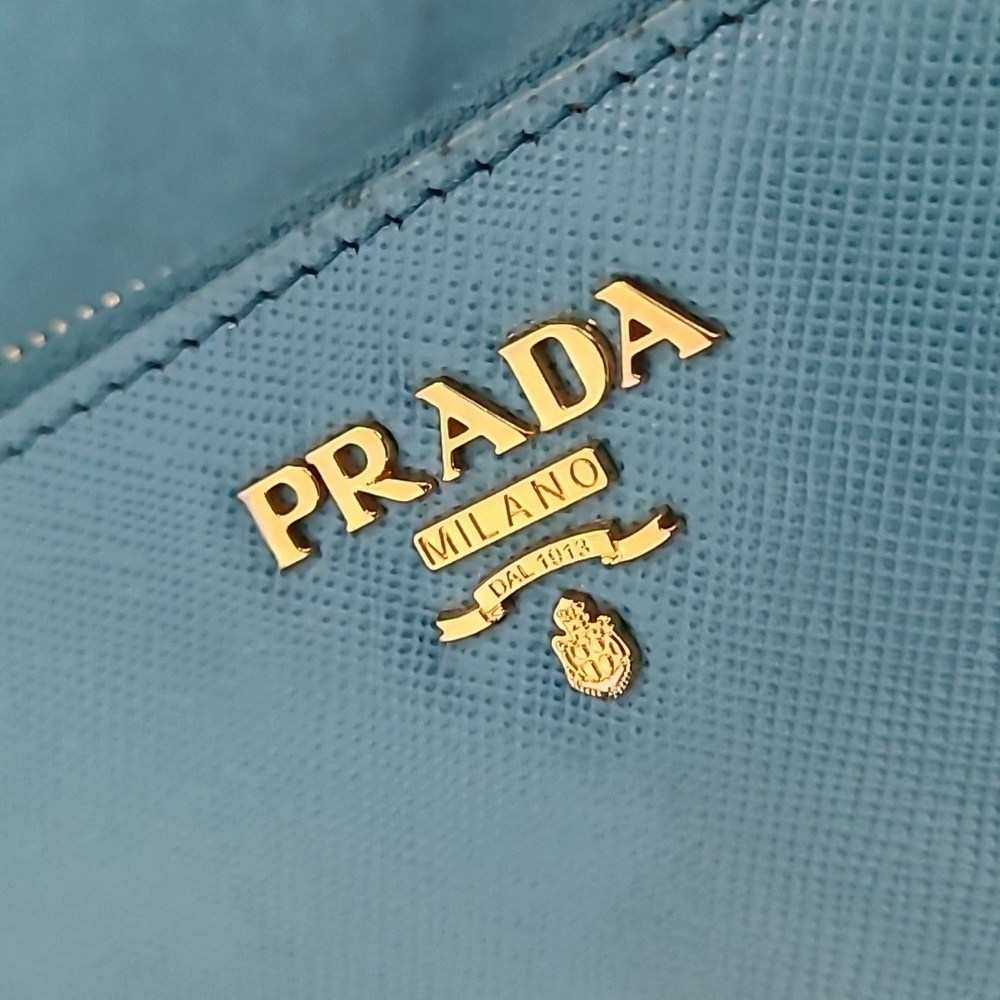 Prada Turquoise Zip Around Saffiano Leather Wallet - Picture 2 of 16